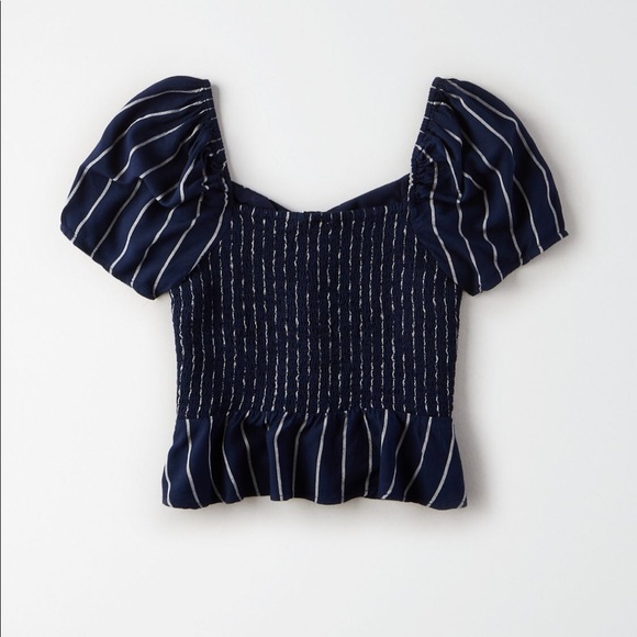 AEO button front puff sleeve top - Picture 2 of 7